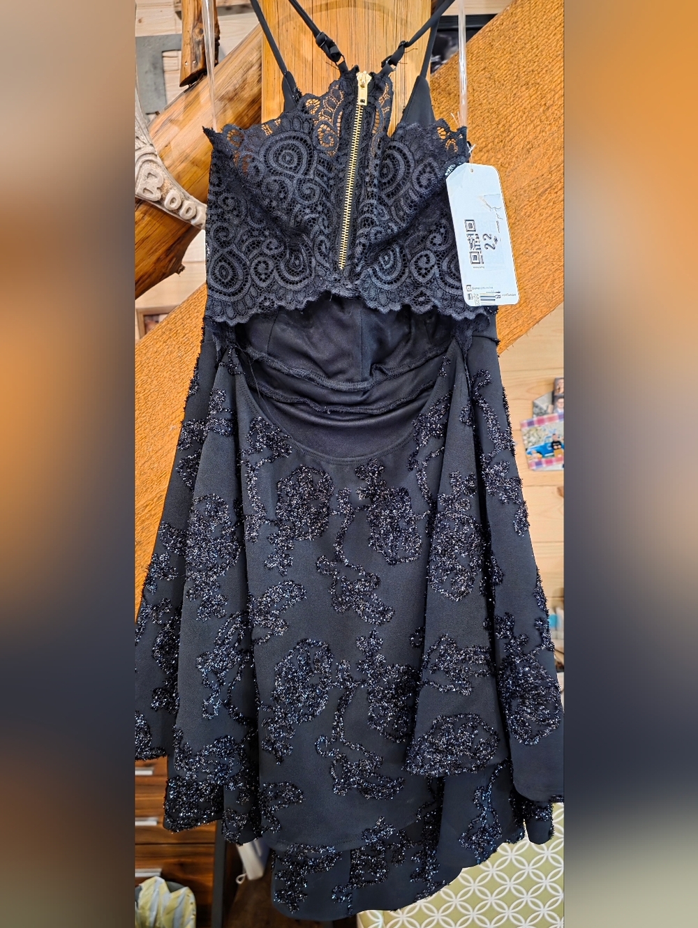 NEW! Black Beaded Lace-Back Party Dress - Picture 9 of 14